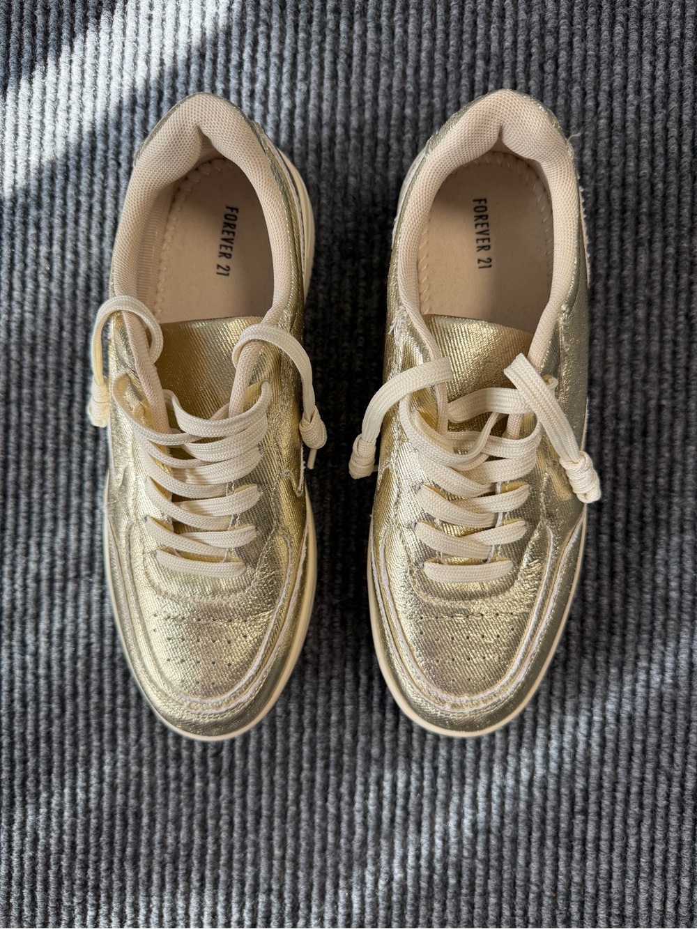 Forever 21 Metallic Gold Women's Lace-Up Sneakers